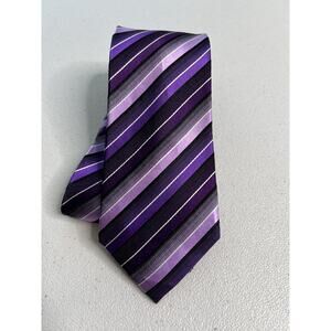 Alfani Purple Striped Pattern 100% Silk Designer Tie